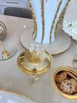 Gold Metal Dish From The White Jeweled Flower Collection (2 Sizes) -Home Essentials Shop IMG 1907 new