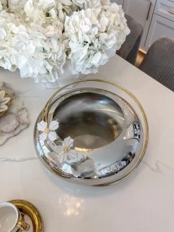 Large Silver Metal Round Bowl Vase From The White Jeweled Flower Collection -Home Essentials Shop IMG 1911 new 1