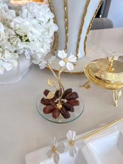 Round Glass Tray From The White Jeweled Flower Collection -Home Essentials Shop IMG 1919 new