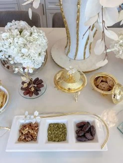 Round Glass Tray From The White Jeweled Flower Collection -Home Essentials Shop IMG 1958 1363229e 772d 4276 8845 700a17fdd0f8 new