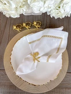 Set Of 4 Golden Pomegranate Napkin Rings