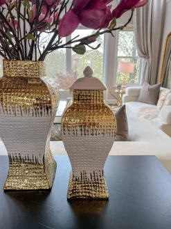 Gold And White Textured Ginger Jar (2 Sizes) 10 Gold And White Textured Ginger Jar (2 Sizes) -Home Essentials Shop IMG 2188 new 1