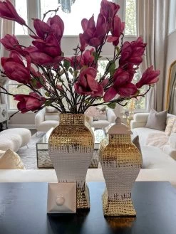 Gold And White Textured Ginger Jar (2 Sizes)