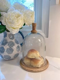 Wood Cake Stand With Glass Lid