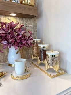 Glass Canister With Gold Diamond Design And Marble Lid (3 Sizes) -Home Essentials Shop IMG 2291 741c1c02 b773 4713 8efd 958ebadfd552 new