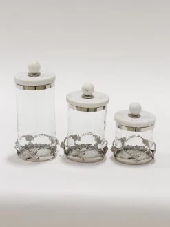 Gold Or Silver Metal Leaf Branch W/ Marble Ball Lid Canisters- With Metal Rim (3 Sizes & 2 Colors) -Home Essentials Shop IMG 2668 1 new