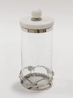 Gold Or Silver Metal Leaf Branch W/ Marble Ball Lid Canisters- With Metal Rim (3 Sizes & 2 Colors) -Home Essentials Shop IMG 2669 1 new