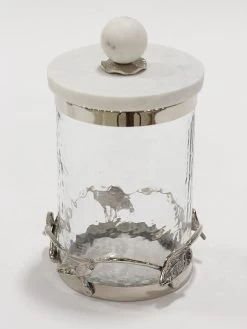 Gold Or Silver Metal Leaf Branch W/ Marble Ball Lid Canisters- With Metal Rim (3 Sizes & 2 Colors) -Home Essentials Shop IMG 2670 1 new