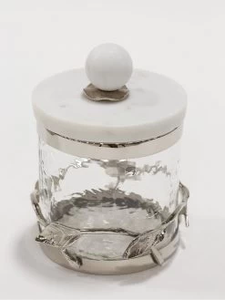 Gold Or Silver Metal Leaf Branch W/ Marble Ball Lid Canisters- With Metal Rim (3 Sizes & 2 Colors) -Home Essentials Shop IMG 2671 1 new