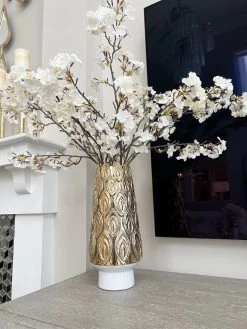 White Porcelain Vase With Gold Petal Design -Home Essentials Shop IMG 2823 new