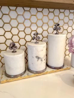 Marble Canisters With Floral Design Lid (2 Colors, 3 Sizes) 20 Marble Canisters With Floral Design Lid (2 Colors, 3 Sizes) -Home Essentials Shop IMG 2839 new