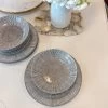 12 Piece Dark Grey & White Sunburst Design Dinnerware Set