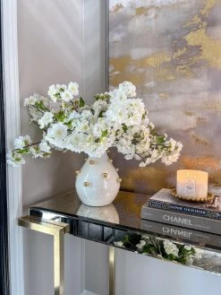 White & Gold Studded Metal Vase (2 Sizes) -Home Essentials Shop IMG 3119 new