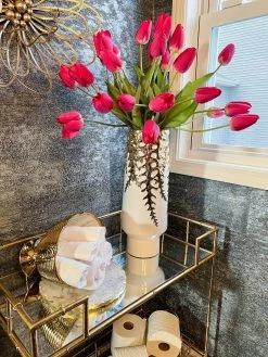 White Ceramic Vase With Gold Vine Design (3 Sizes) -Home Essentials Shop IMG 3870 2 new