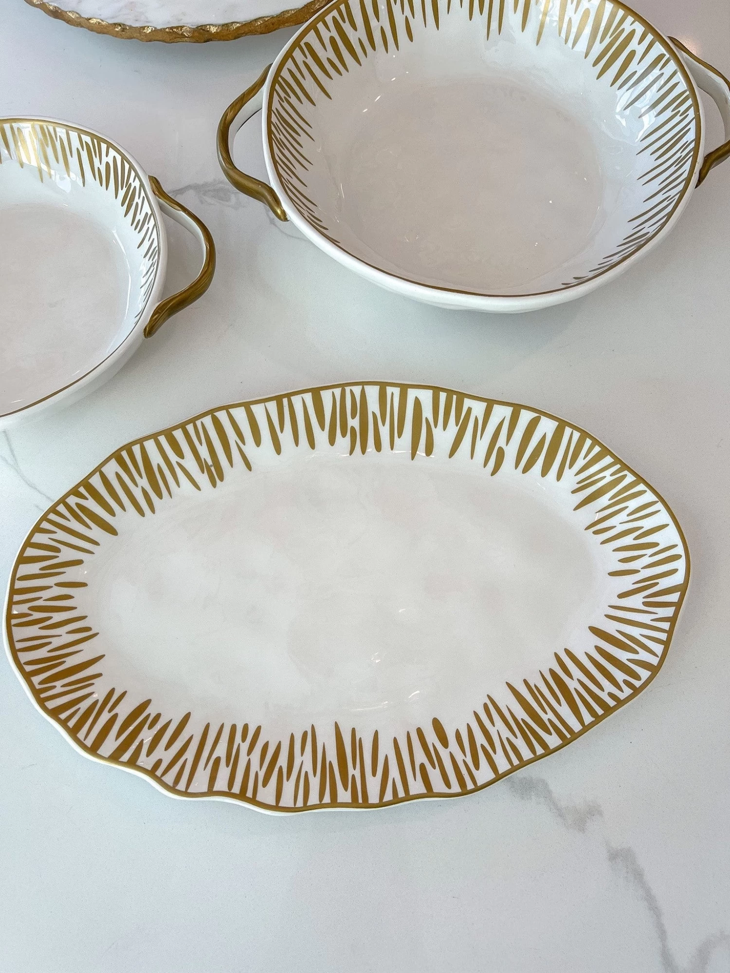 White Serving Platter With Gold Ornate Trim 3 White Serving Platter With Gold Ornate Trim