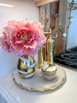 Gold Vase With White Brushstrokes