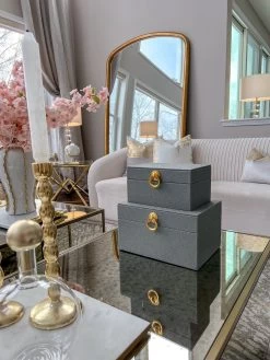 Set Of 2 Faux Leather Boxes W/ Gold Accent (2 Colors) -Home Essentials Shop IMG 5247 new