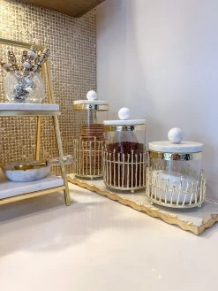 Glass Canisters With Gold Linear Details (3 Sizes) 14 Glass Canisters With Gold Linear Details (3 Sizes) -Home Essentials Shop IMG 5436 new