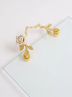 Large Glass Rectangular Tray With Intricately Detailed Gold Handles With White & Gold Rose Details -Home Essentials Shop IMG 5831 new 1