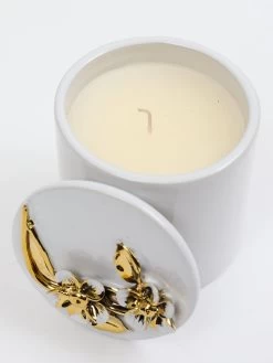 White Candle With Gold & White Floral Design' -Home Essentials Shop IMG 5859 new