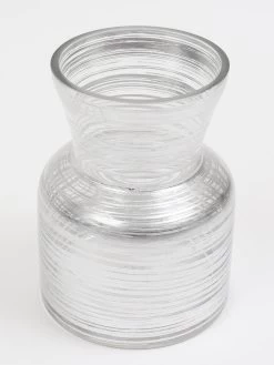 Glass Vase With Metallic Silver Details