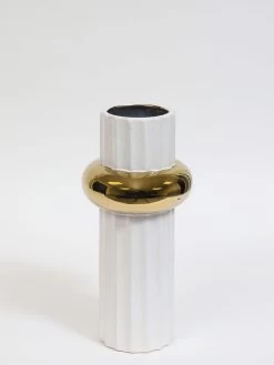 White Linear Vase With Gold Circle Detail (2 Sizes) -Home Essentials Shop IMG 6038 new 1