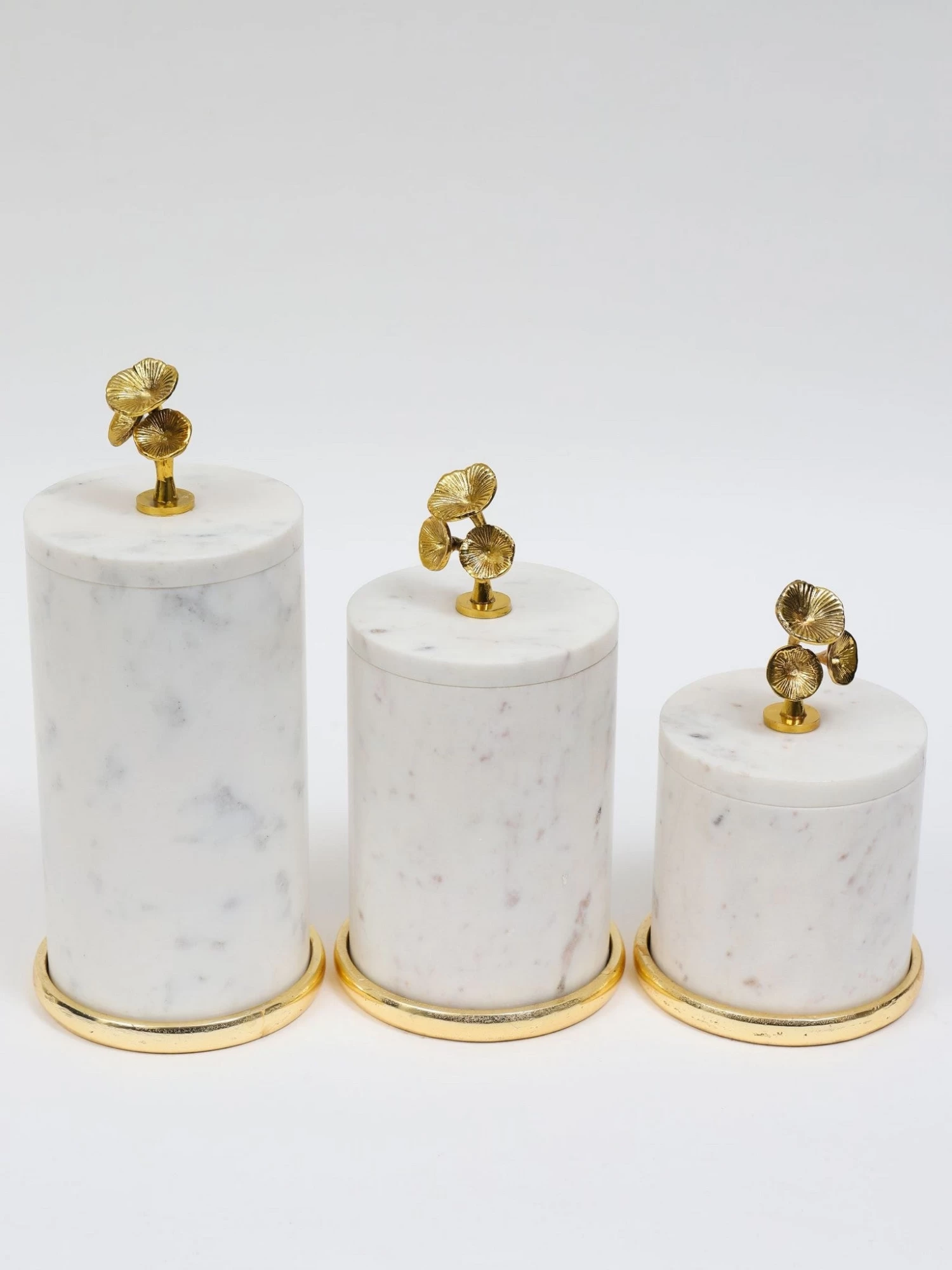 Marble Canisters With Floral Design Lid (2 Colors, 3 Sizes) 4 Marble Canisters With Floral Design Lid (2 Colors, 3 Sizes) - Image 2