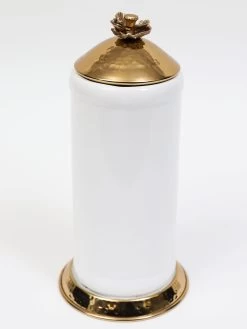 White Ceramic Jar With Gold Flower Lid (3 Sizes) 12 White Ceramic Jar With Gold Flower Lid (3 Sizes) -Home Essentials Shop IMG 6108 new 1