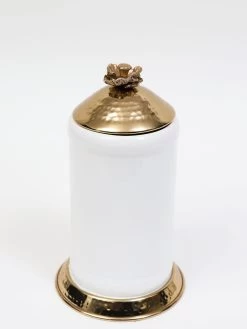 White Ceramic Jar With Gold Flower Lid (3 Sizes) 11 White Ceramic Jar With Gold Flower Lid (3 Sizes) -Home Essentials Shop IMG 6109 new 1