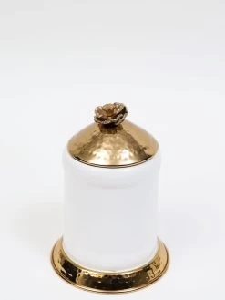 White Ceramic Jar With Gold Flower Lid (3 Sizes) 10 White Ceramic Jar With Gold Flower Lid (3 Sizes) -Home Essentials Shop IMG 6110 new 1