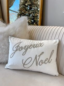 20" Joyeux Noel Embroidered Pillow