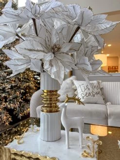 White Linear Vase With Stunning Gold Center Detail (2 Sizes)