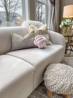 Soft Pink Velvet Knot Pillow (3 Sizes)