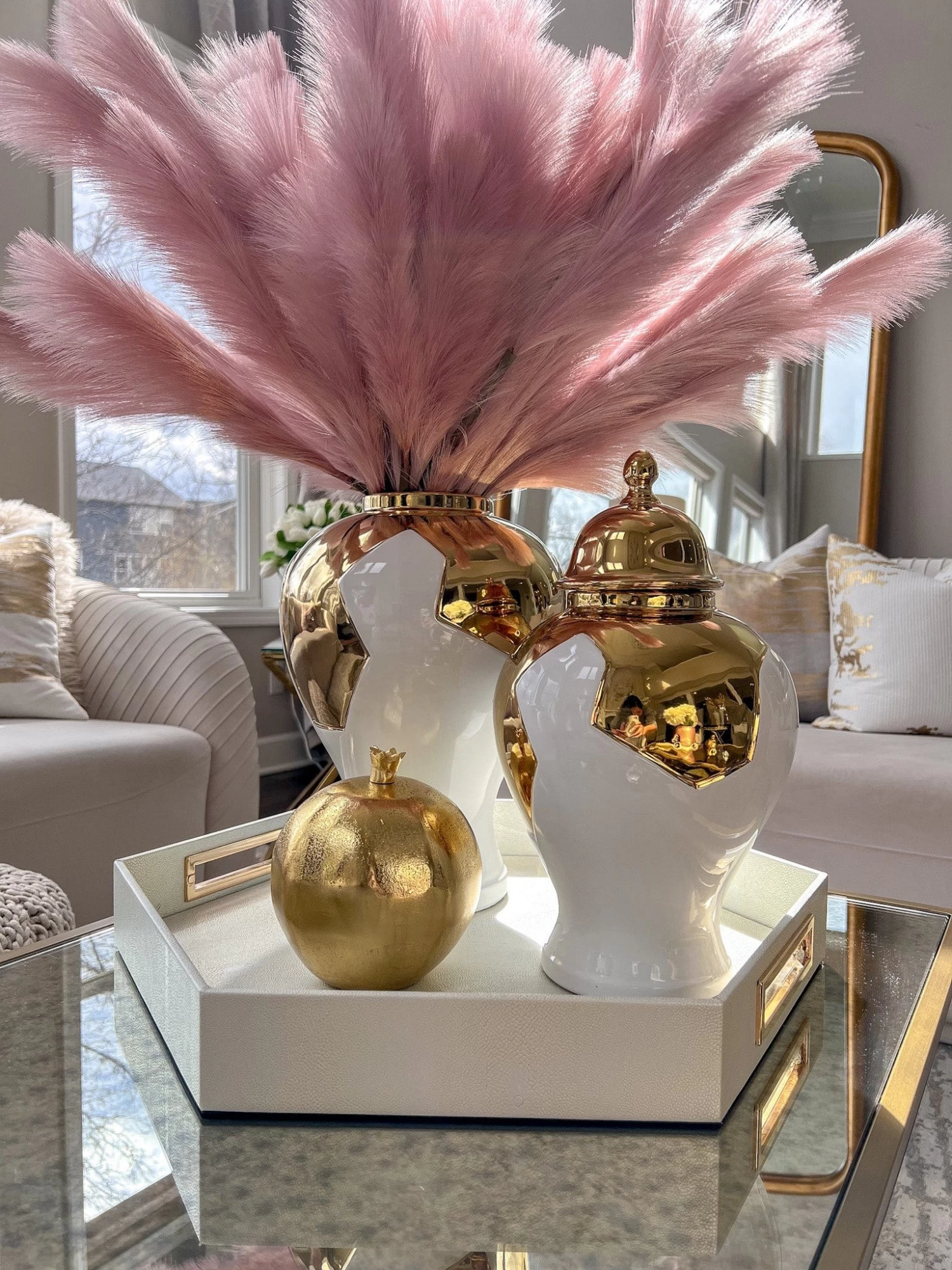 Gold Geometric White And Gold Ginger Jar (3 Sizes) 8 Gold Geometric White And Gold Ginger Jar (3 Sizes) - Image 6