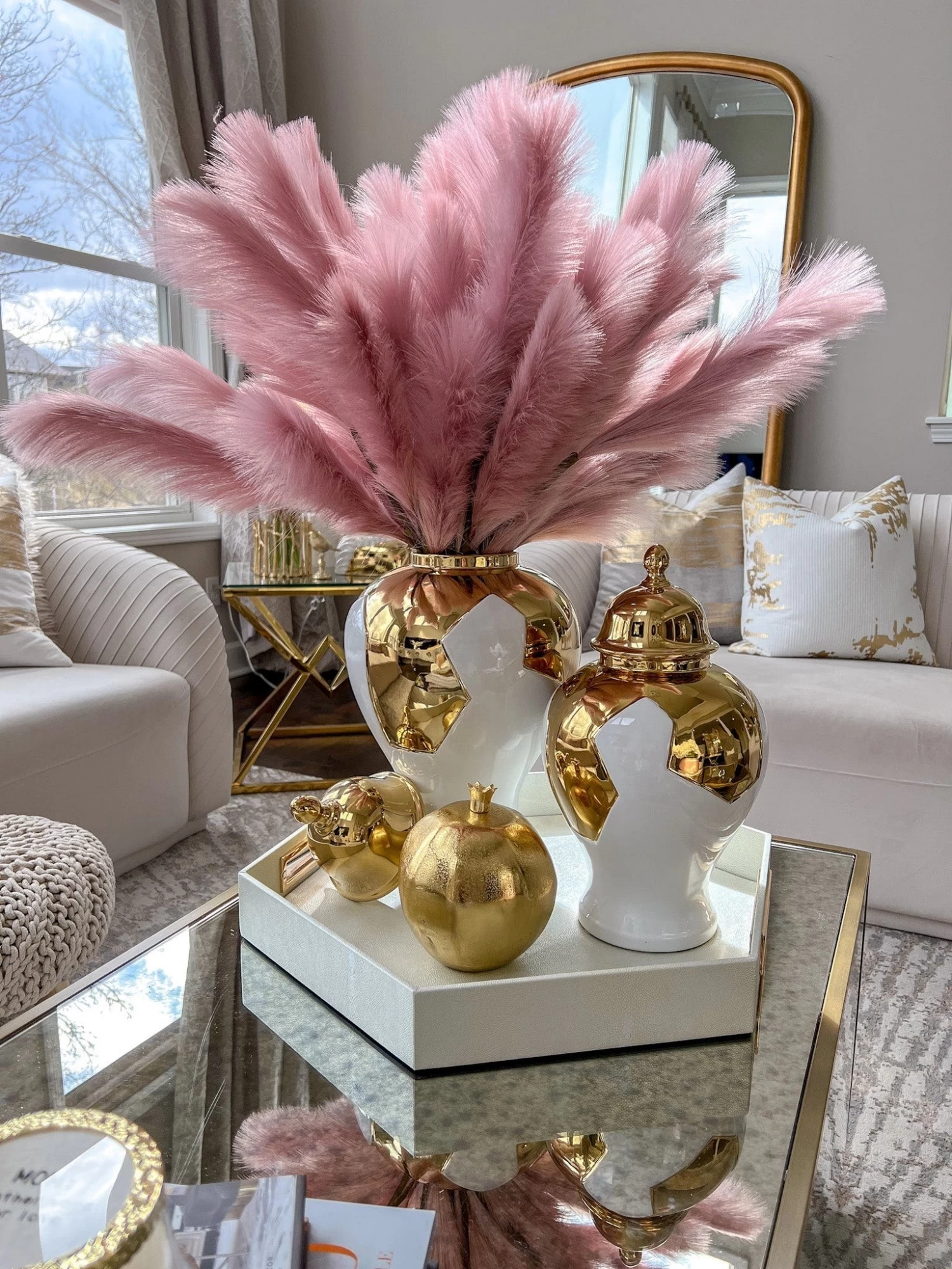 Gold Geometric White And Gold Ginger Jar (3 Sizes) 5 Gold Geometric White And Gold Ginger Jar (3 Sizes) - Image 3