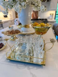 Square Mirrored Tray With Gold & White Flower Details -Home Essentials Shop IMG 6840 new 1