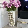 White Ceramic Vase With Gold & White Cascading Petal Design -Home Essentials Shop IMG 6926 new 1