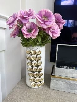 White Ceramic Vase With Gold & White Cascading Petal Design -Home Essentials Shop IMG 6933 217fe5fa 9217 4d51 9d95 35c571a6c6a7 new