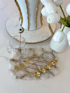 Set Of 6 Gold Crescent Moon & Stars Utensils (2 Styles)