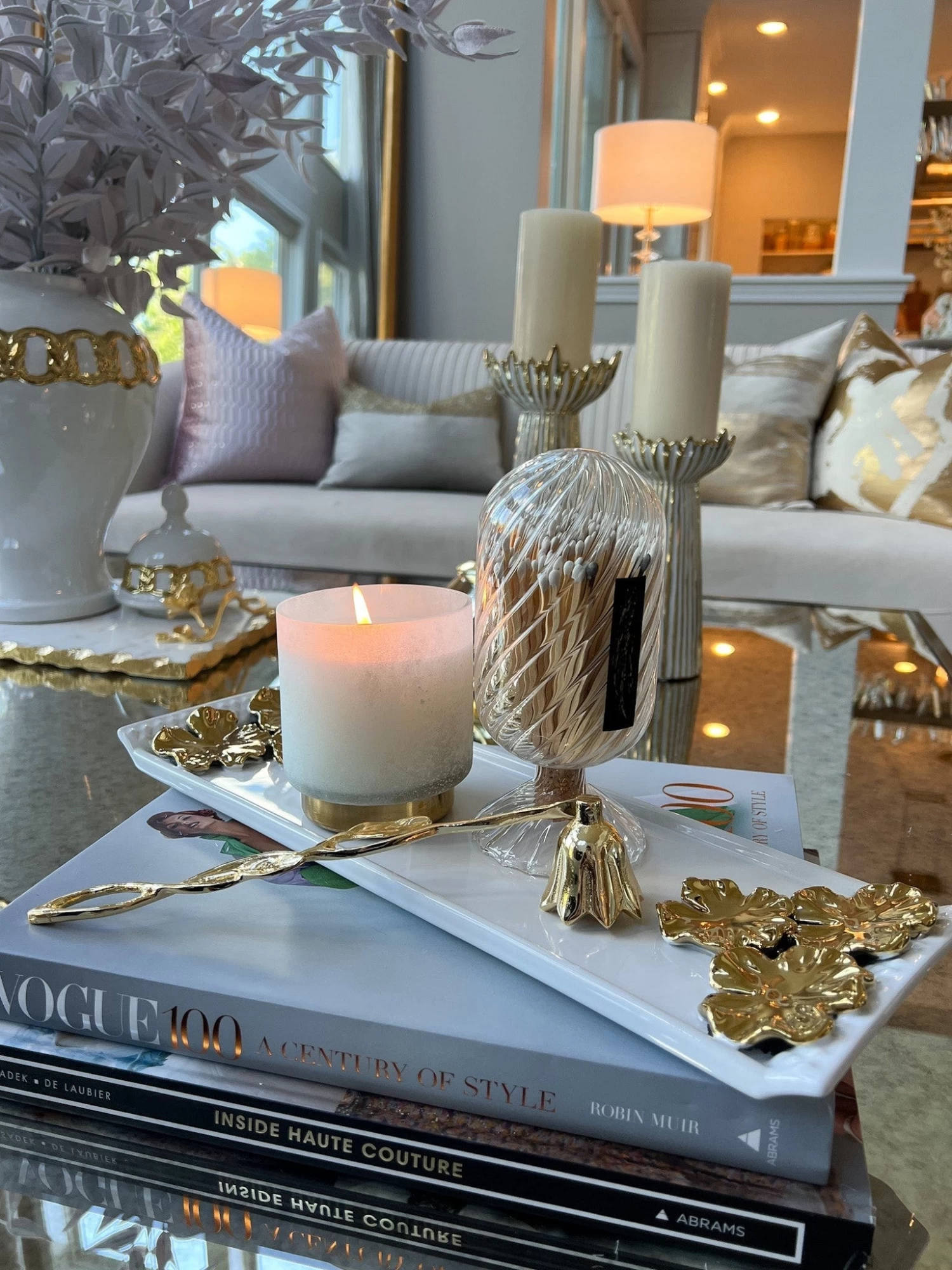 White Ceramic Tray With Stunning Gold Flower Design 7 White Ceramic Tray With Stunning Gold Flower Design - Image 5