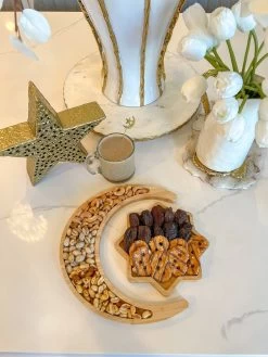 Wood Crescent Moon & Star Tray Set
