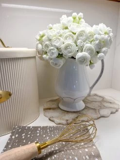 White Scalloped Distressed Edge Pitcher