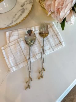 Set Of 2 Silver And Gold Branch Servers