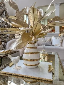 White Porcelain Vase With Stripe Design (2 Colors)