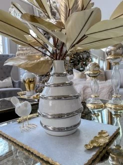 White Porcelain Vase With Stripe Design (2 Colors) -Home Essentials Shop IMG 7196 new 1