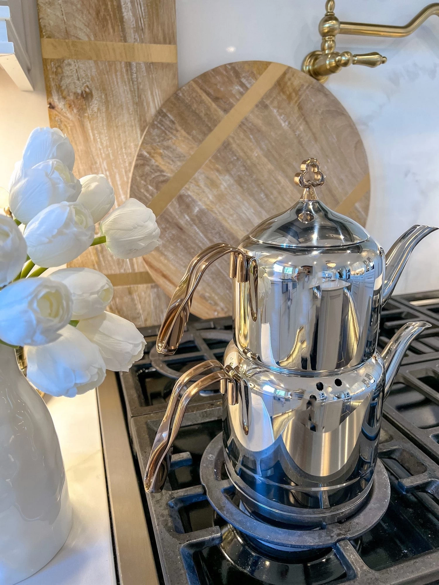 Silver Tea Pot Set With Gold Handles 4 Silver Tea Pot Set With Gold Handles - Image 2