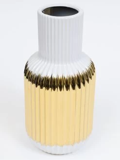 White And Gold Porcelain Striped Vase (2 Sizes) -Home Essentials Shop IMG 7236 Edit new 1