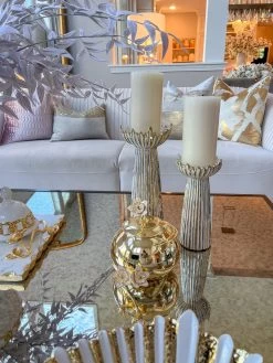 Metal Round Dish With Cover From The Celine Flower Collection (2 Colors)