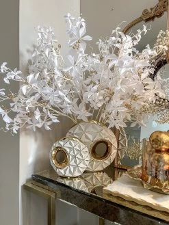 White Porcelain Geometrical Design Vase With Cut Out (2 Sizes)