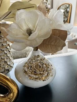 White Ceramic Vase With Gold Flower Design -Home Essentials Shop IMG 7313 1 new
